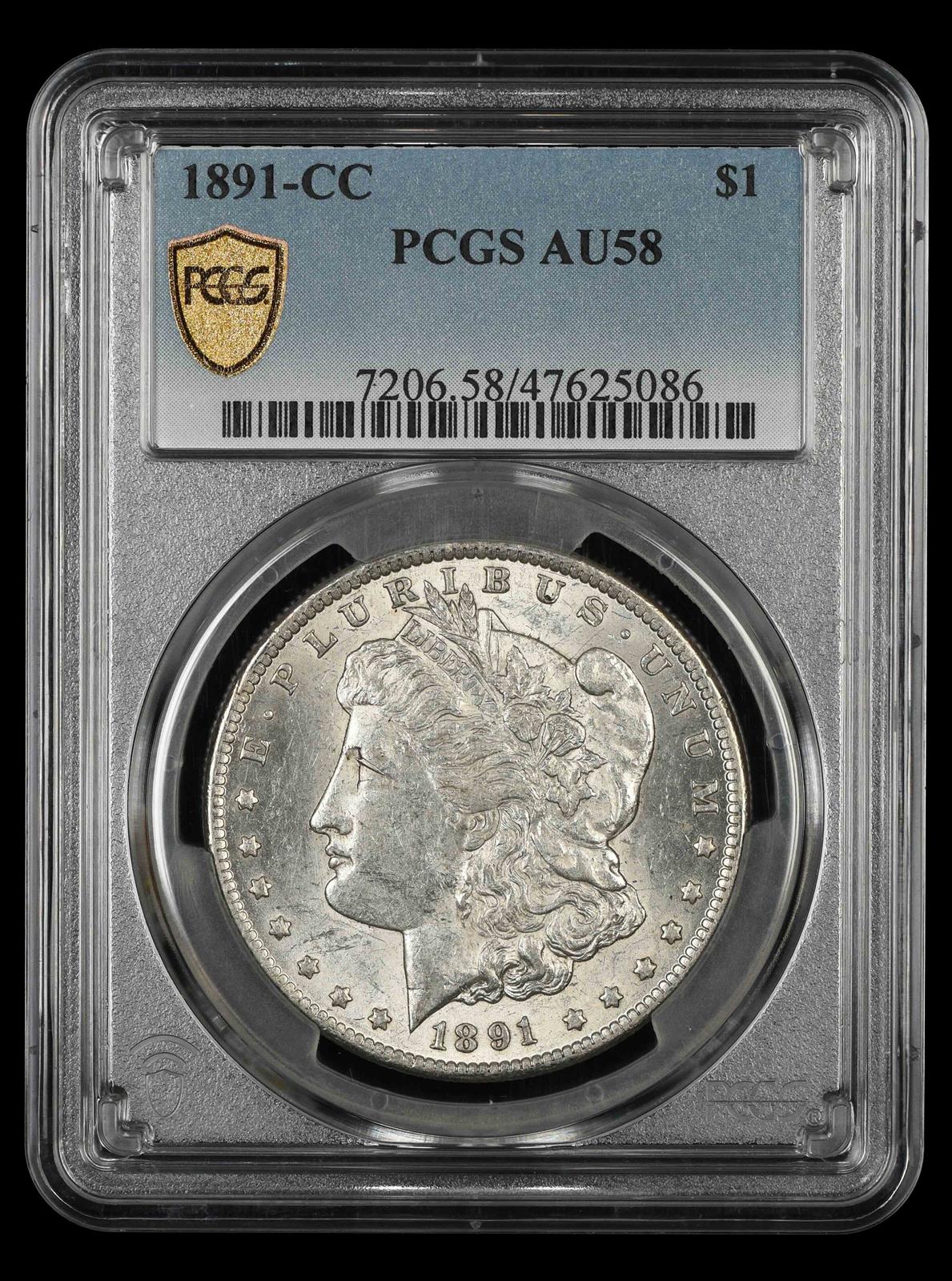 1891-CC $1 PCGS AU-58