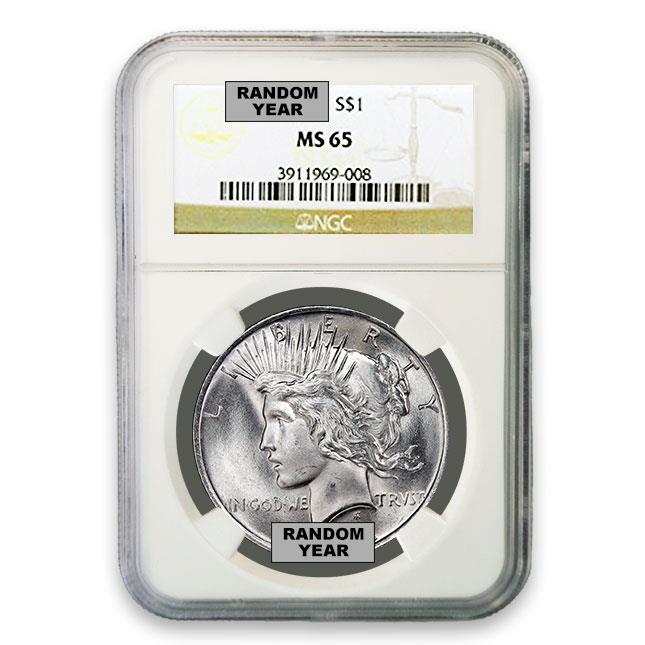 Common Date $1 Peace Silver Dollar NGC MS65 