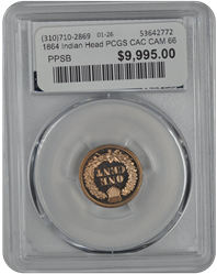1864 Indian Head PCGS CAC CAM 66