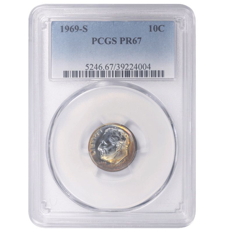 1969-S Roosevelt Dime 10C PCGS PR 67 