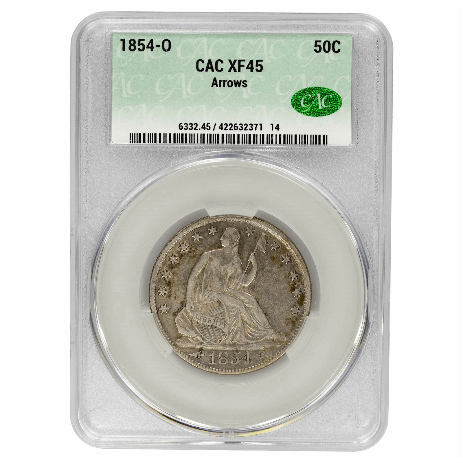 1854-O Seated Liberty Half Dollar 50C Arrows CAC 45