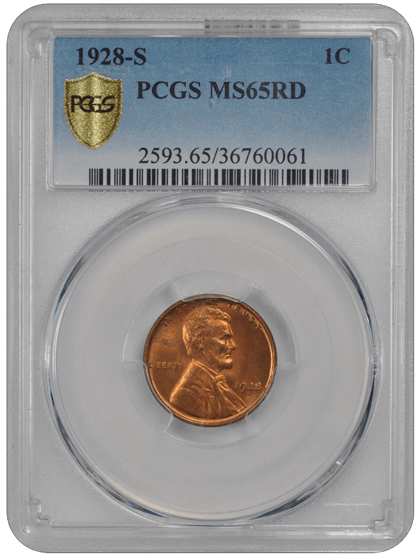 1928-S Lincoln PCGS RD 65
