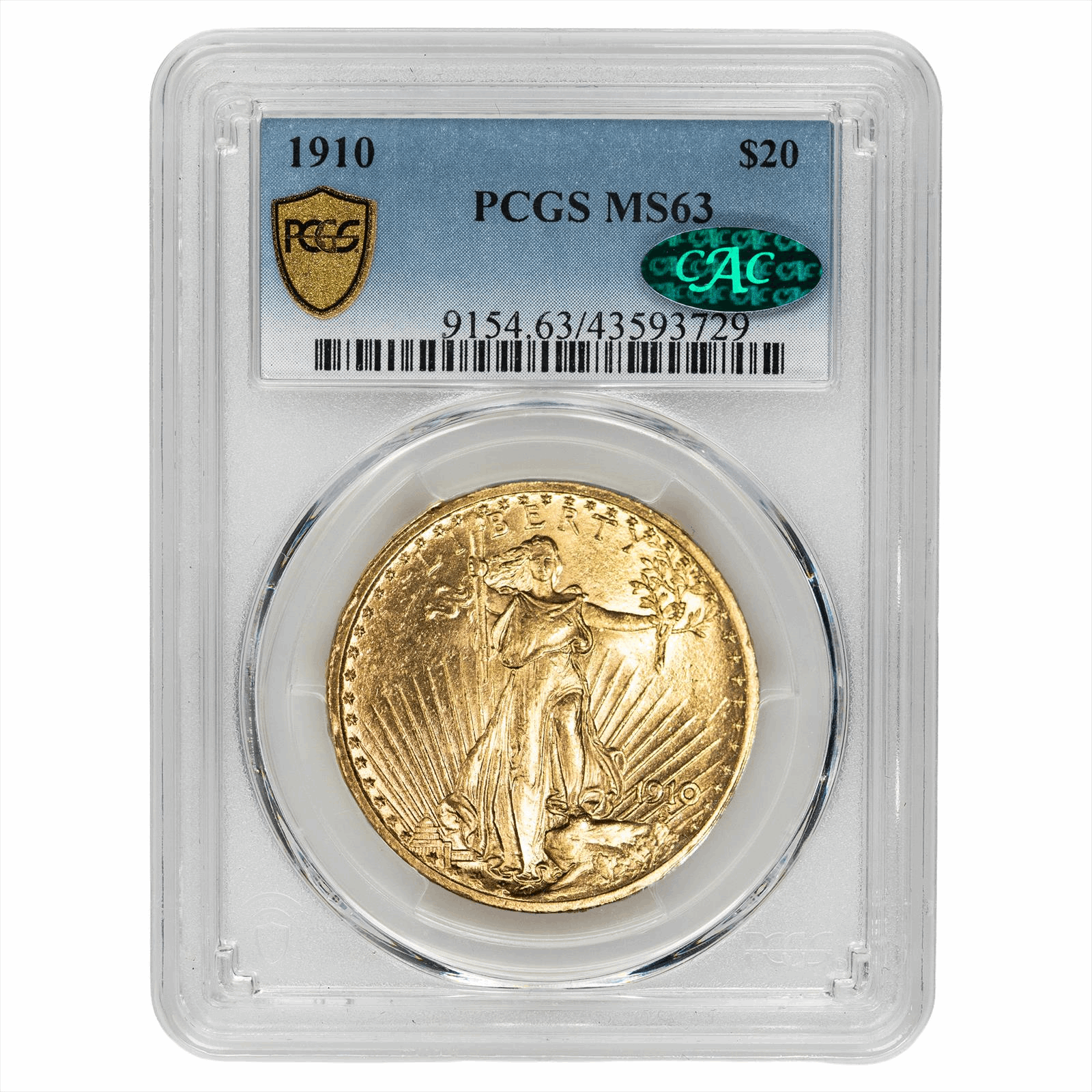 1910 St. Gaudens Gold Double Eagle $20 PCGS MS 63 CAC
