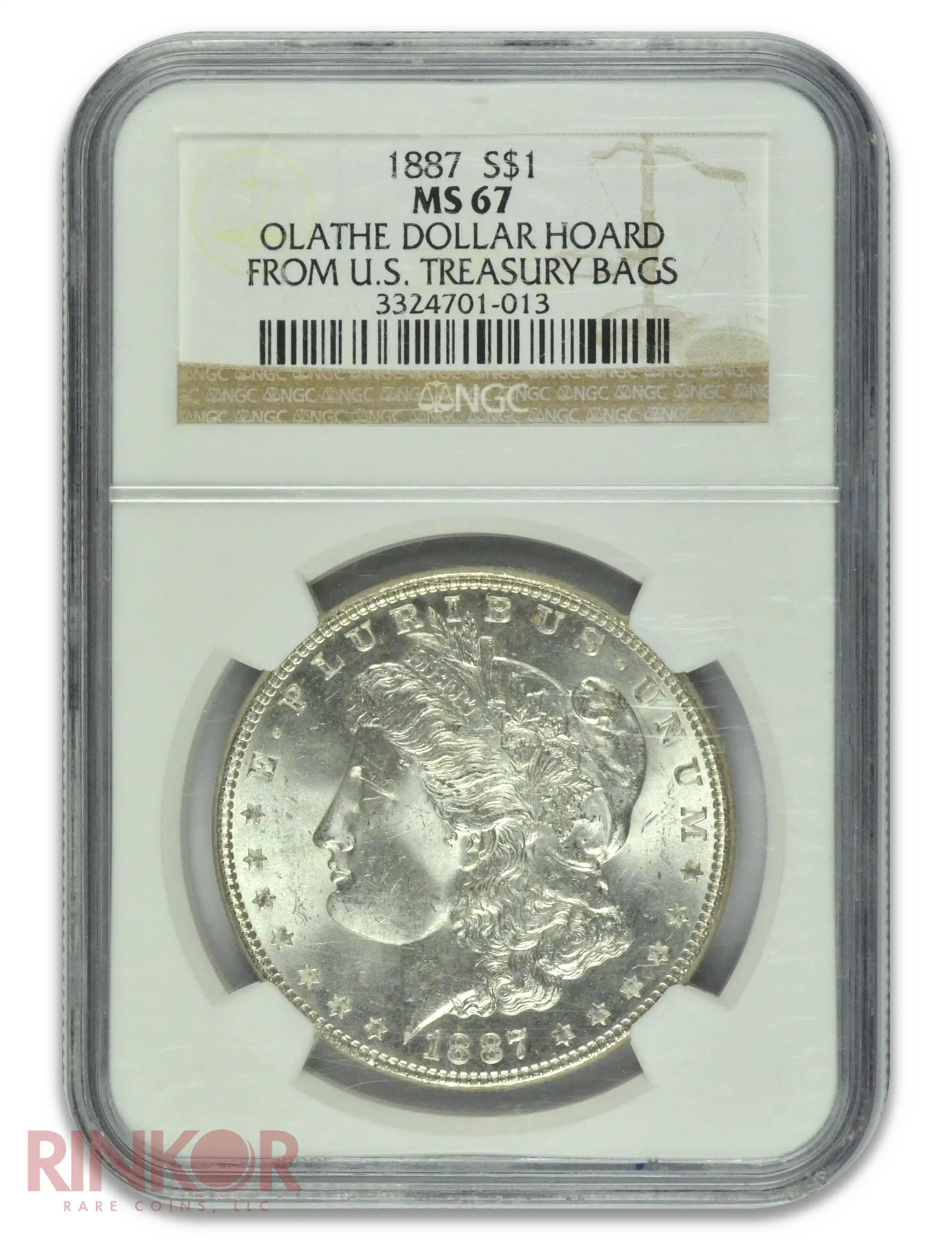 1887 $1 NGC MS 67