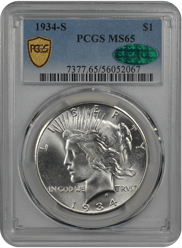 1934-S Peace PCGS CAC MS 65