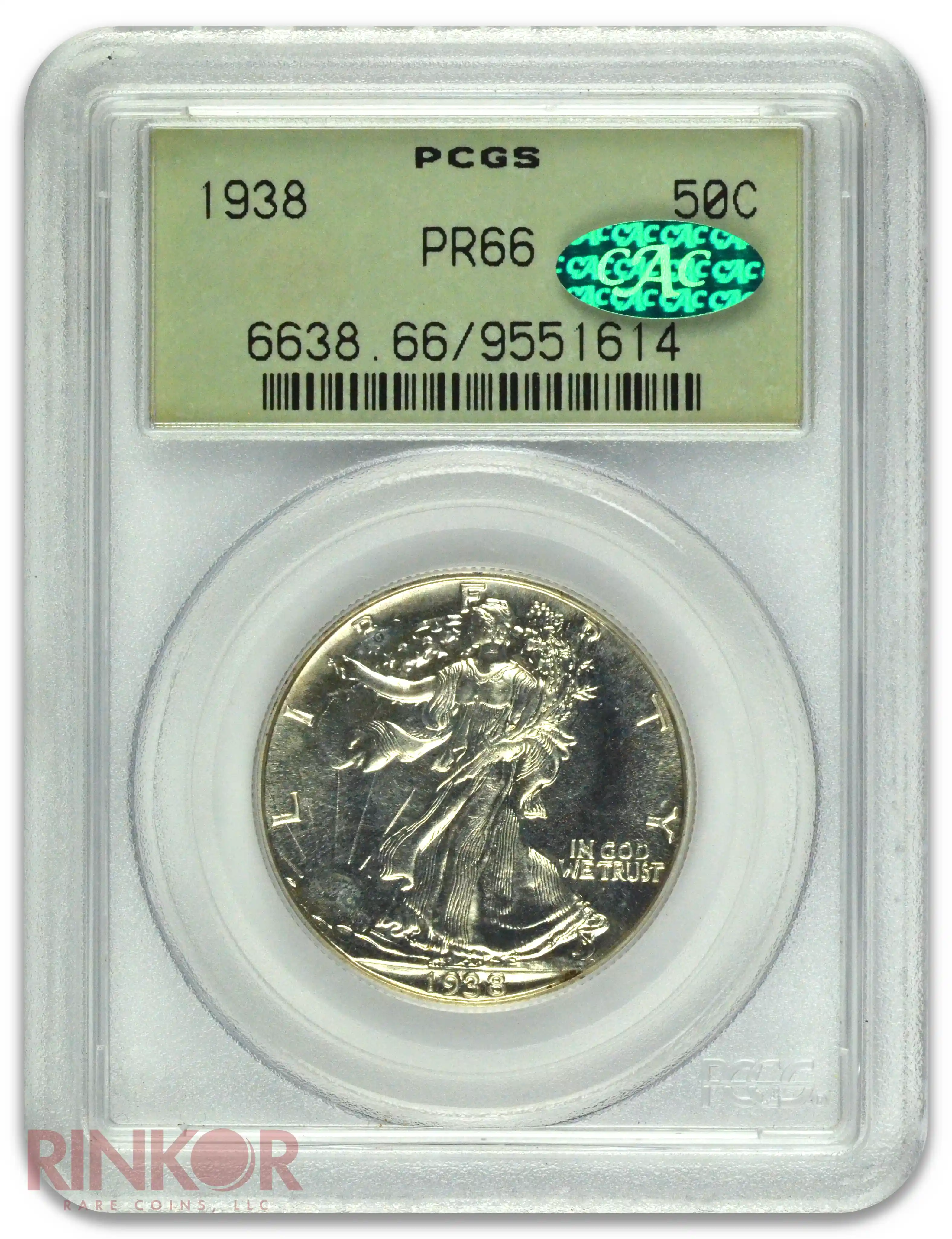 1938 Walking Liberty Half Dollar PCGS PR 66 CAC