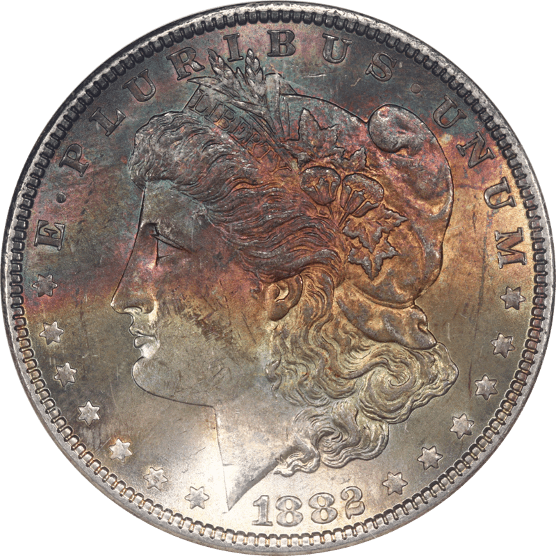 1882 Morgan Silver Dollar $1 NGC MS 63 A Sharp Coin with Toned Surfaces