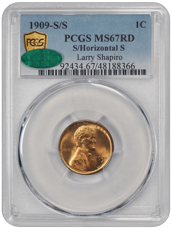 1909-S/S  S/Horizontal S Lincoln PCGS (CAC) RD 67