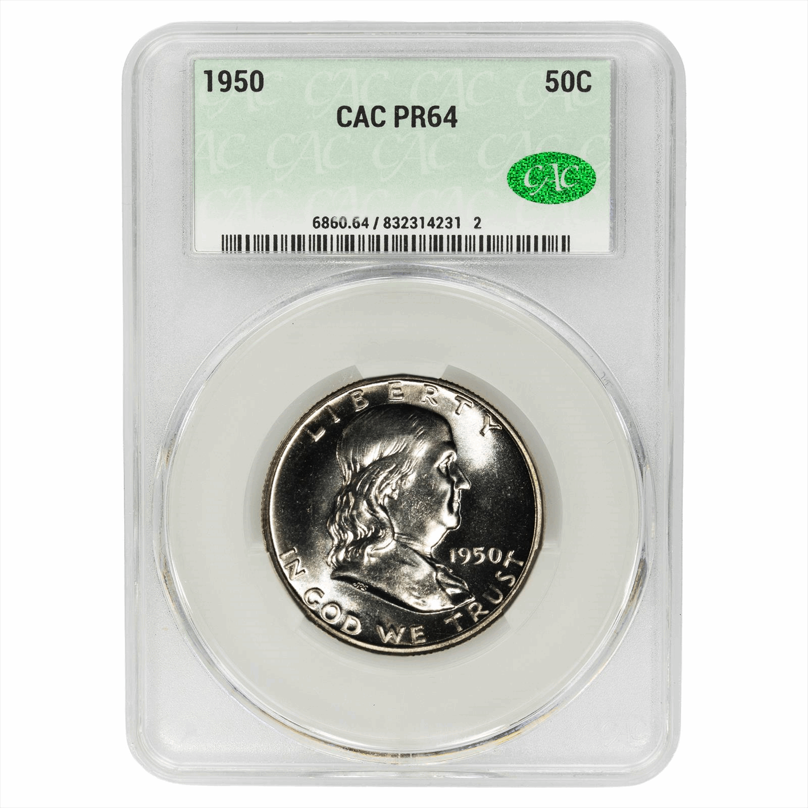 1950 Franklin Half Dollar 50C CACG PR 64 CAC