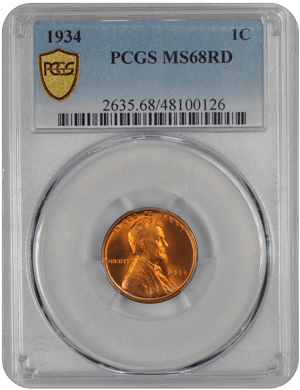 1934 Lincoln PCGS RD 68