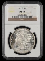 1921 D $1 NGC MS63 MS63