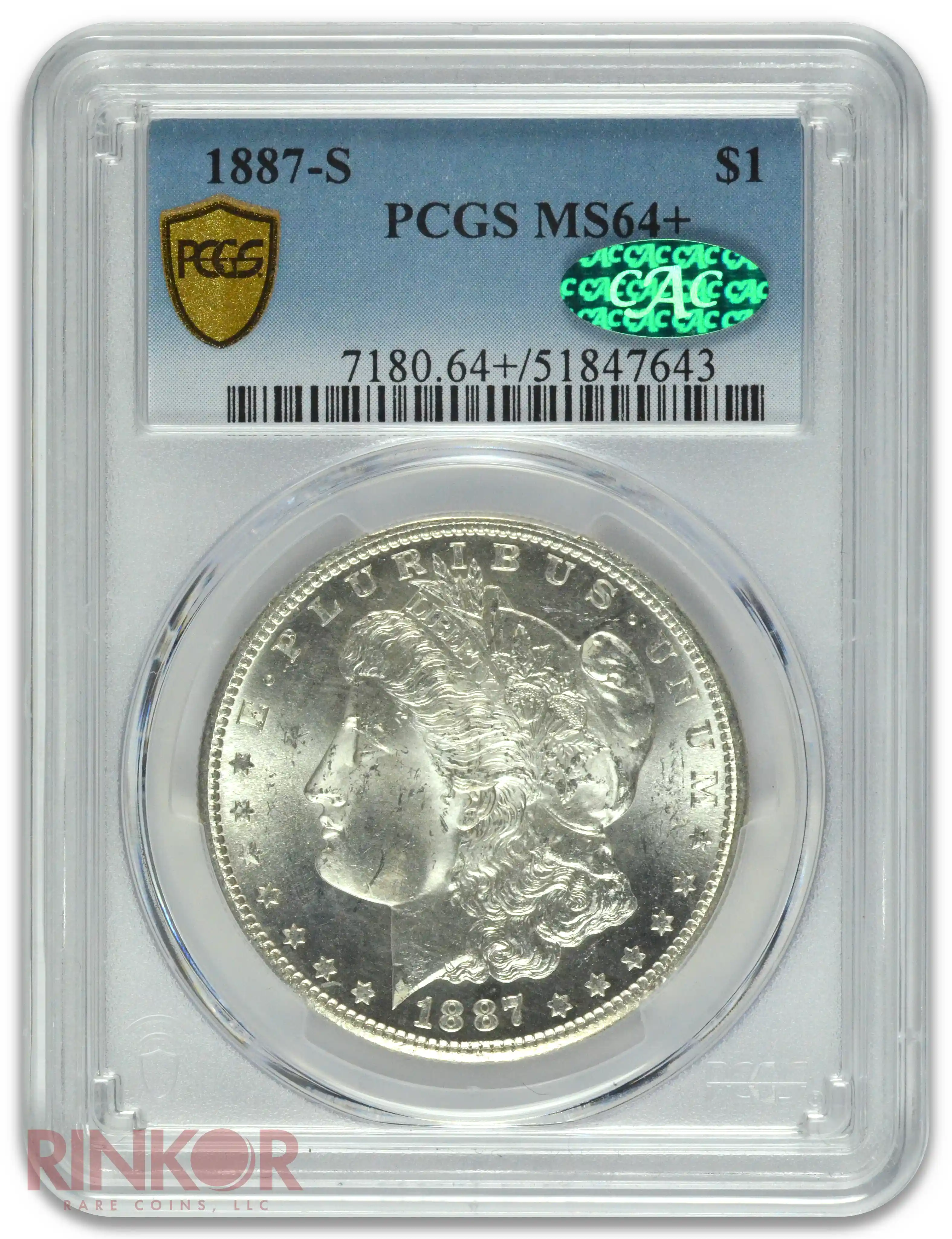 1887-S $1 PCGS MS 64+ CAC