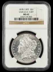 1878 7/8TF Weak VAM-41A 7/4 TF $1 NGC MS 62