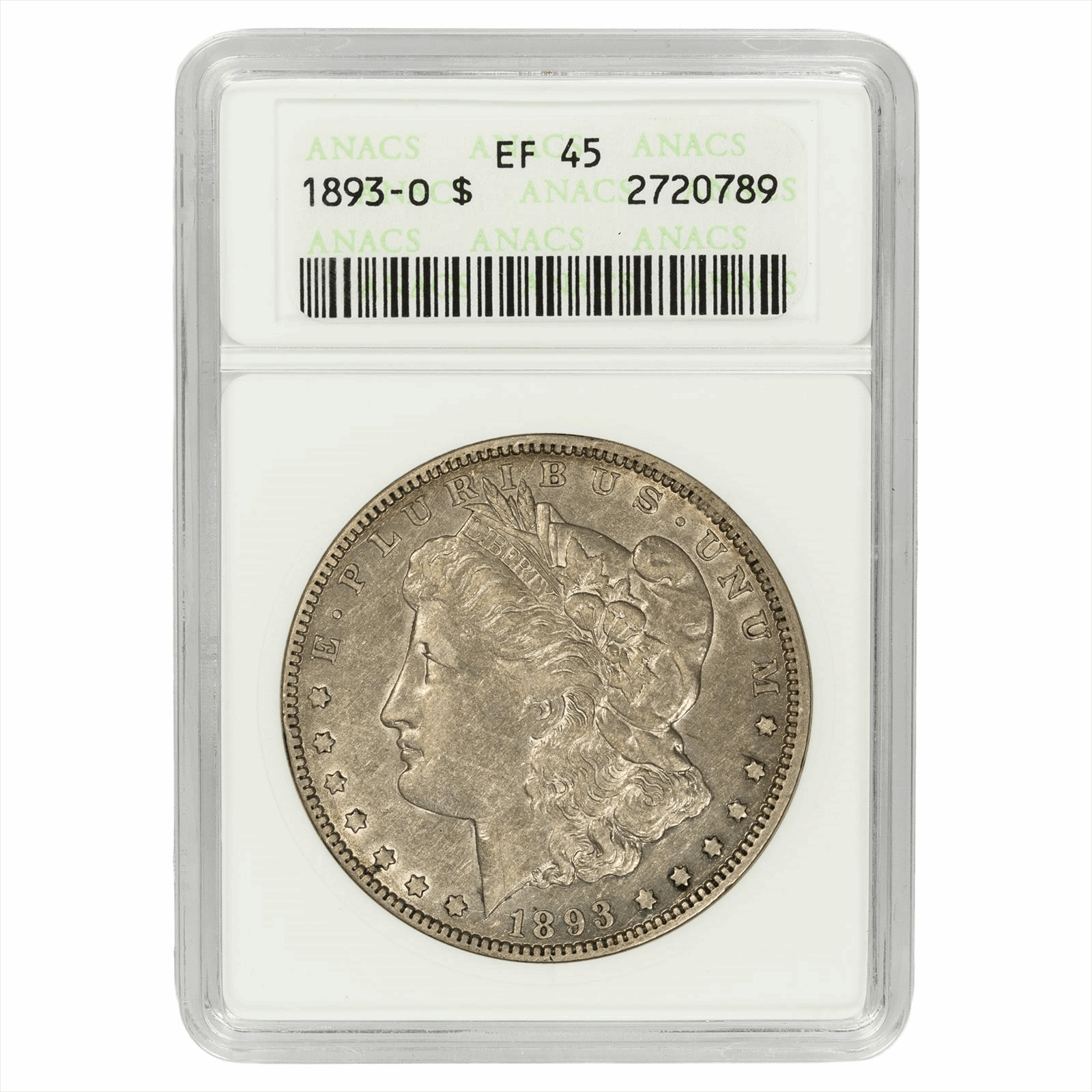 1893-O Morgan Silver Dollar $1 ANACS EF 45