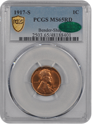 1917-S Lincoln PCGS CAC RD 65 