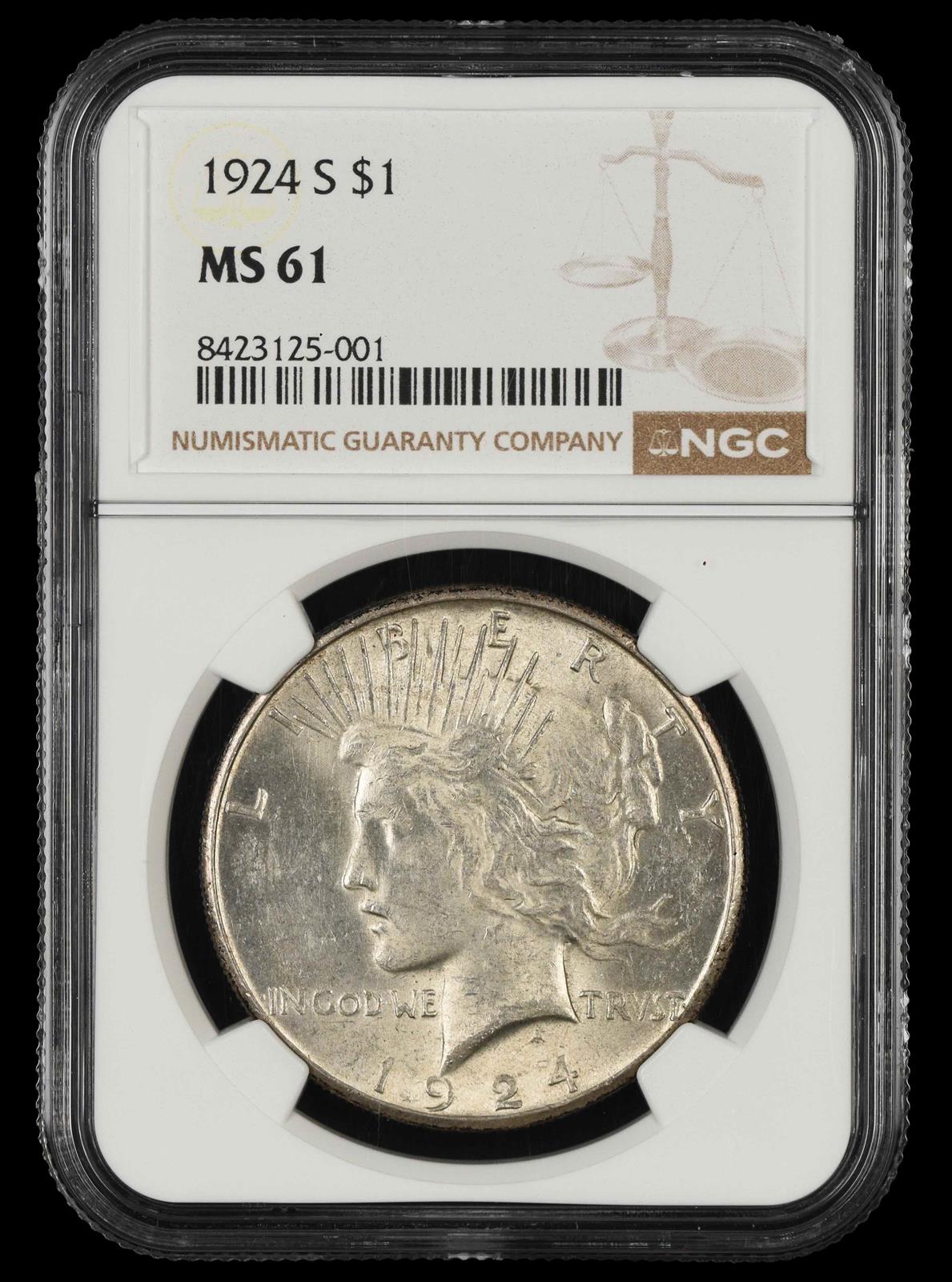 1924 S $1 NGC MS 61