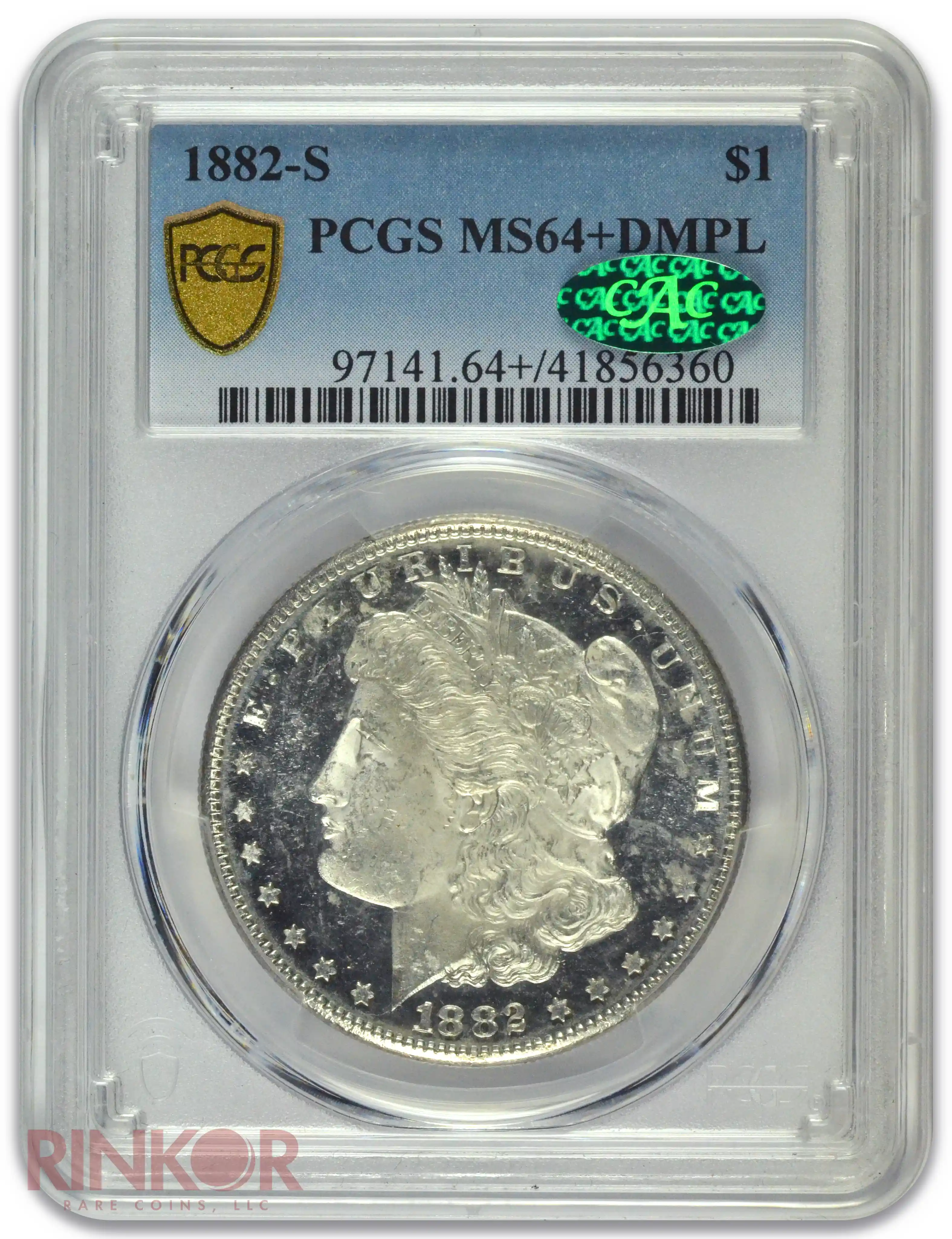 1882-S $1 Morgan Dollar PCGS MS 64+ DMPL CAC