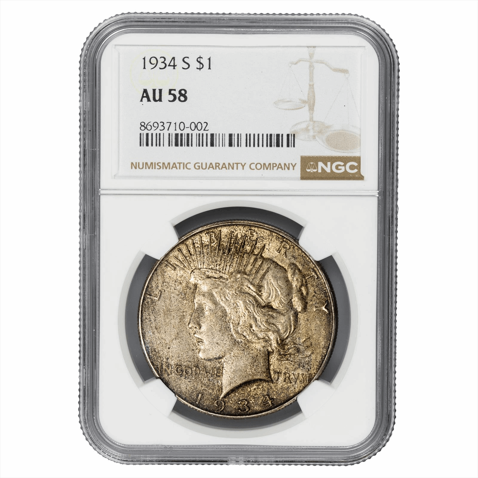 1934-S Silver Peace Dollar $1 NGC AU 58
