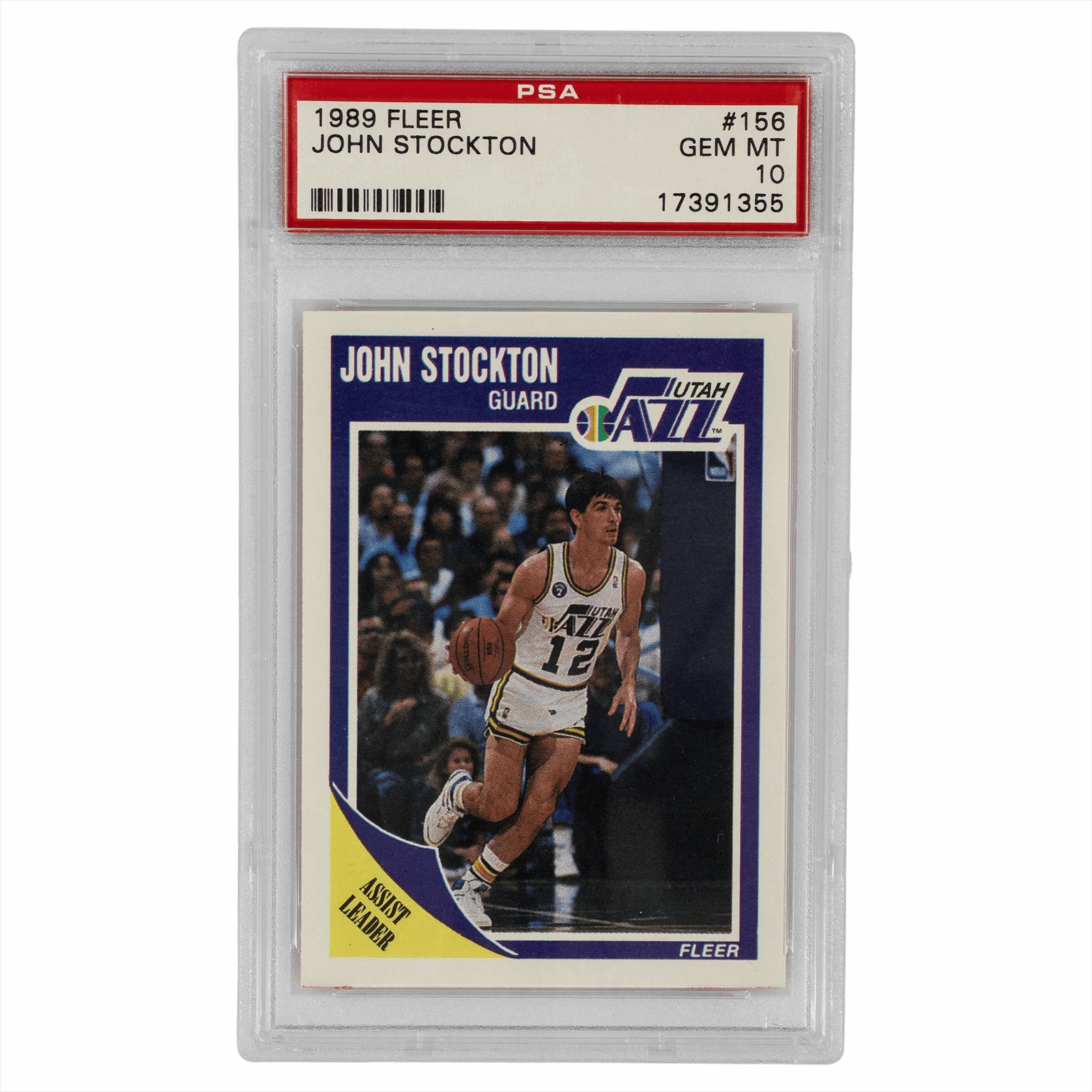 1989 Fleer John Stockton #156 PSA GEM MT 10 Cert #17391355