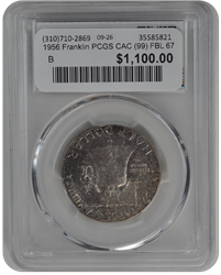 1956 Franklin PCGS CAC (99) FBL 67