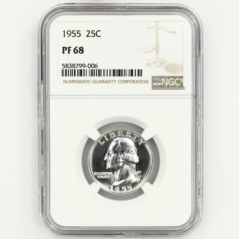 1955 Proof Washington Silver Quarter 25C NGC PF68