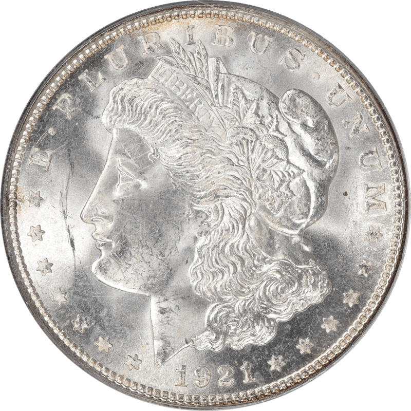 1921-D Morgan Silver Dollar $1, PCGS MS 64  - White, OGH