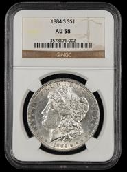 1884 S $1 NGC AU-58