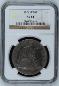 1870-CC $1 SEATED LIBERTY NGC AU53