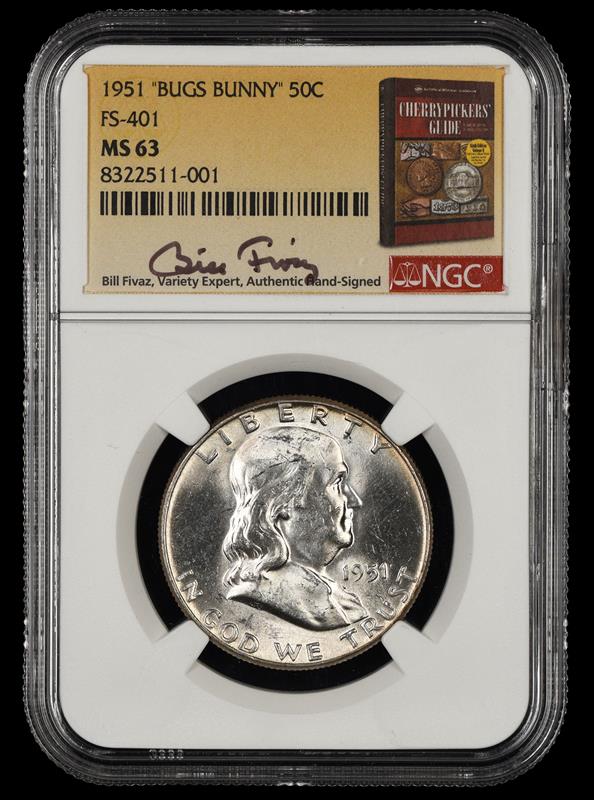 1951 Bugs Bunny 50c FS-401 Bill Fivaz Signature Label NGC  MS63