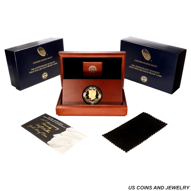 2014-W Kennedy Gold Proof Half Dollar -  50th Anniversary Coin w/ Case and CoA