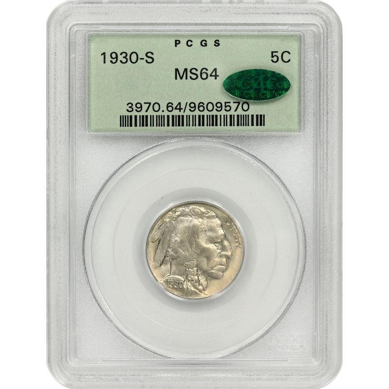 1930-S Buffalo Nickel 5C PCGS CAC MS64 Old Green Holder