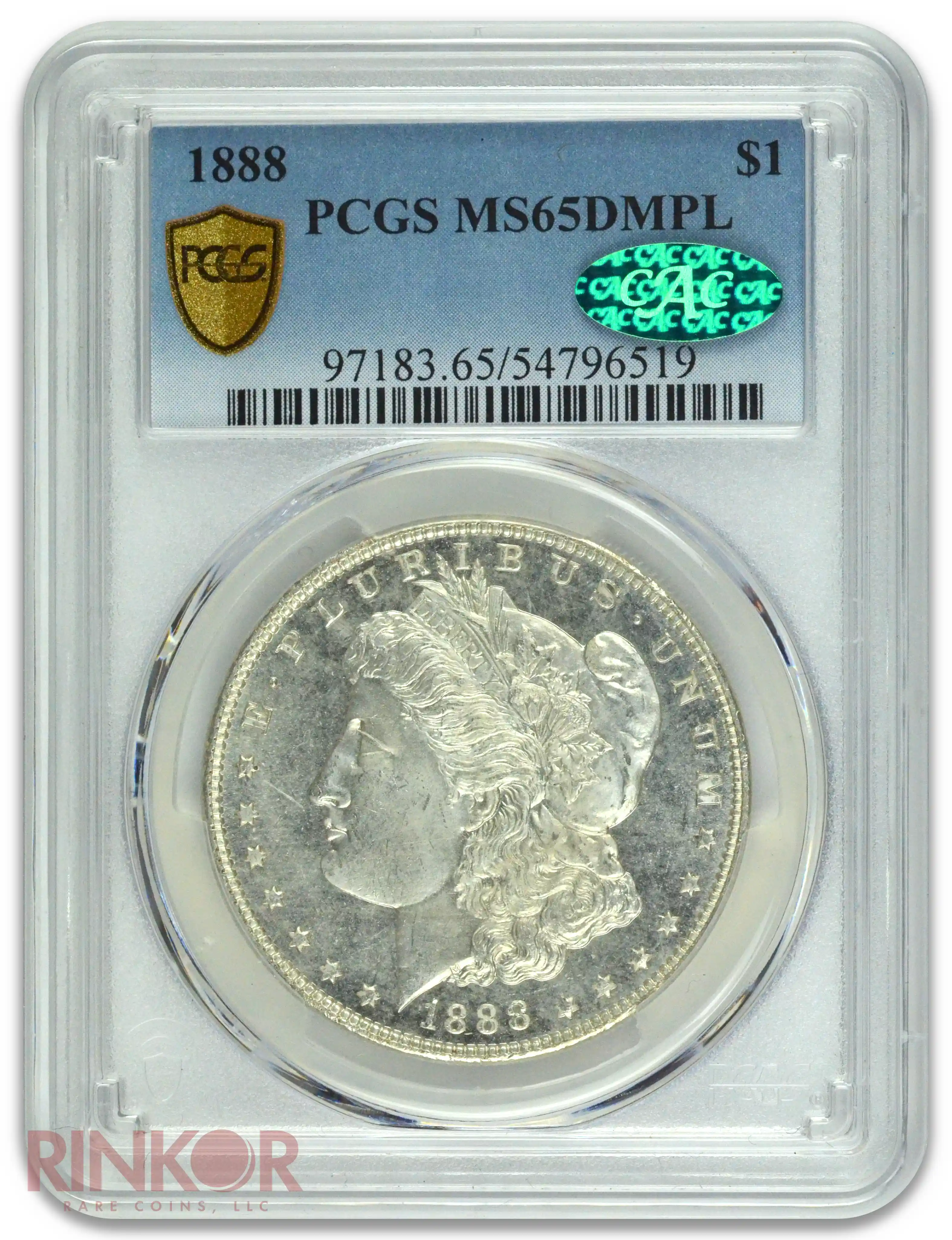 1888 $1 Morgan Dollar PCGS MS 65 DMPL CAC