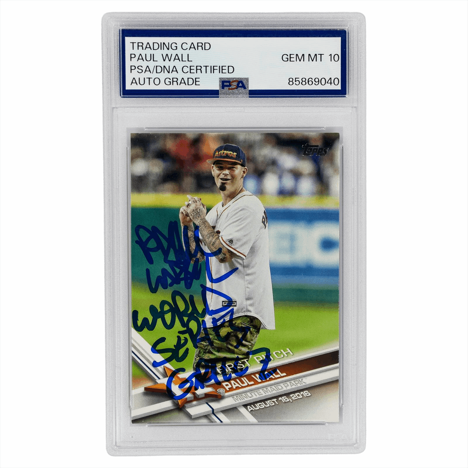 2017 Topps Paul Wall Trading Card #FP-11 PSA/DNA GEM MT 10 AUTO GRADE