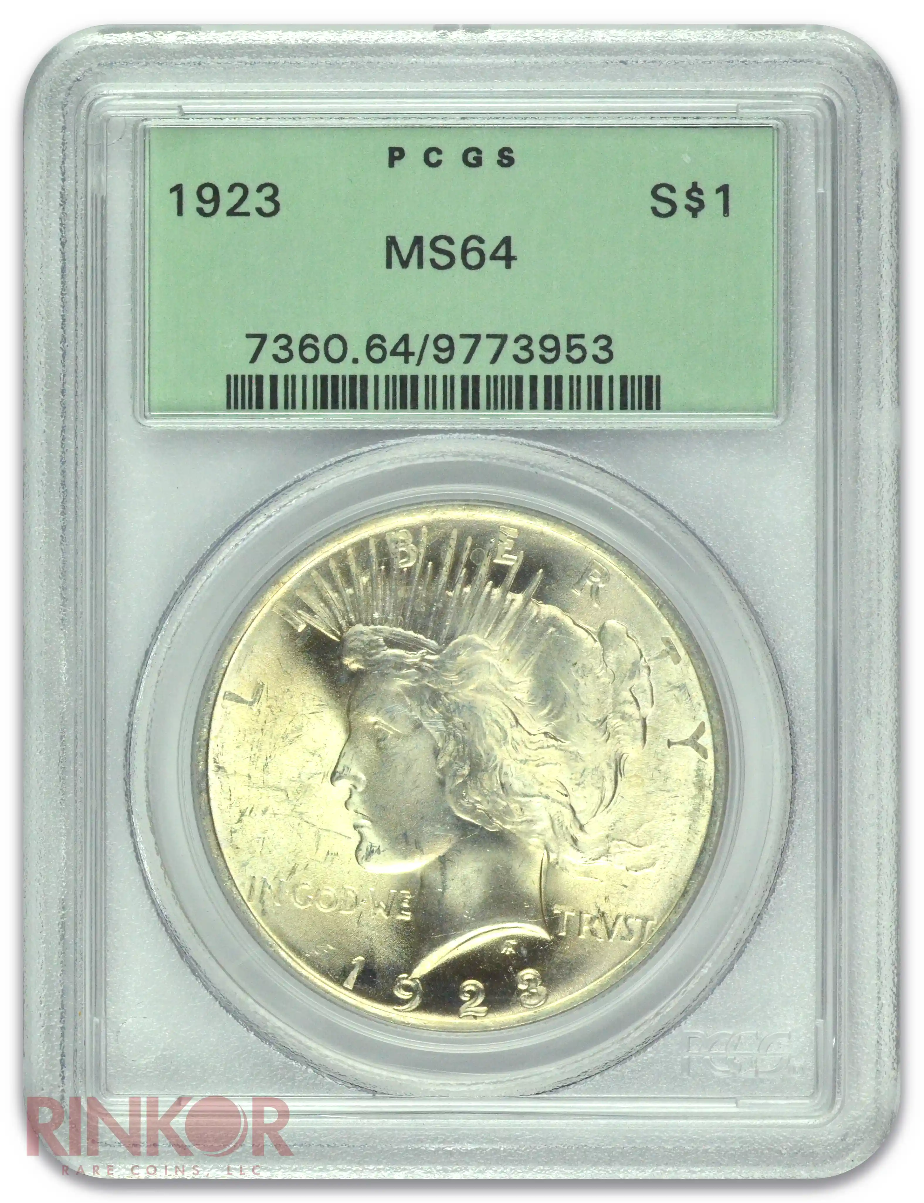 1923 $1 Peace Dollar PCGS MS 64