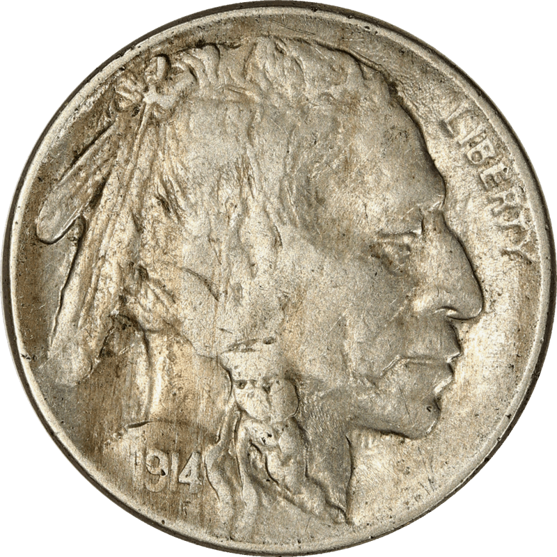 1914 Buffalo Nickel 5c,  Circulated, Very Fine