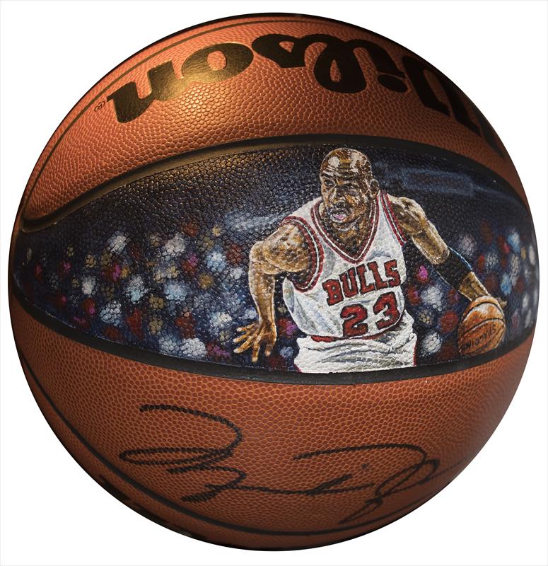 Michael Jordan Painted and Signed Basketball 