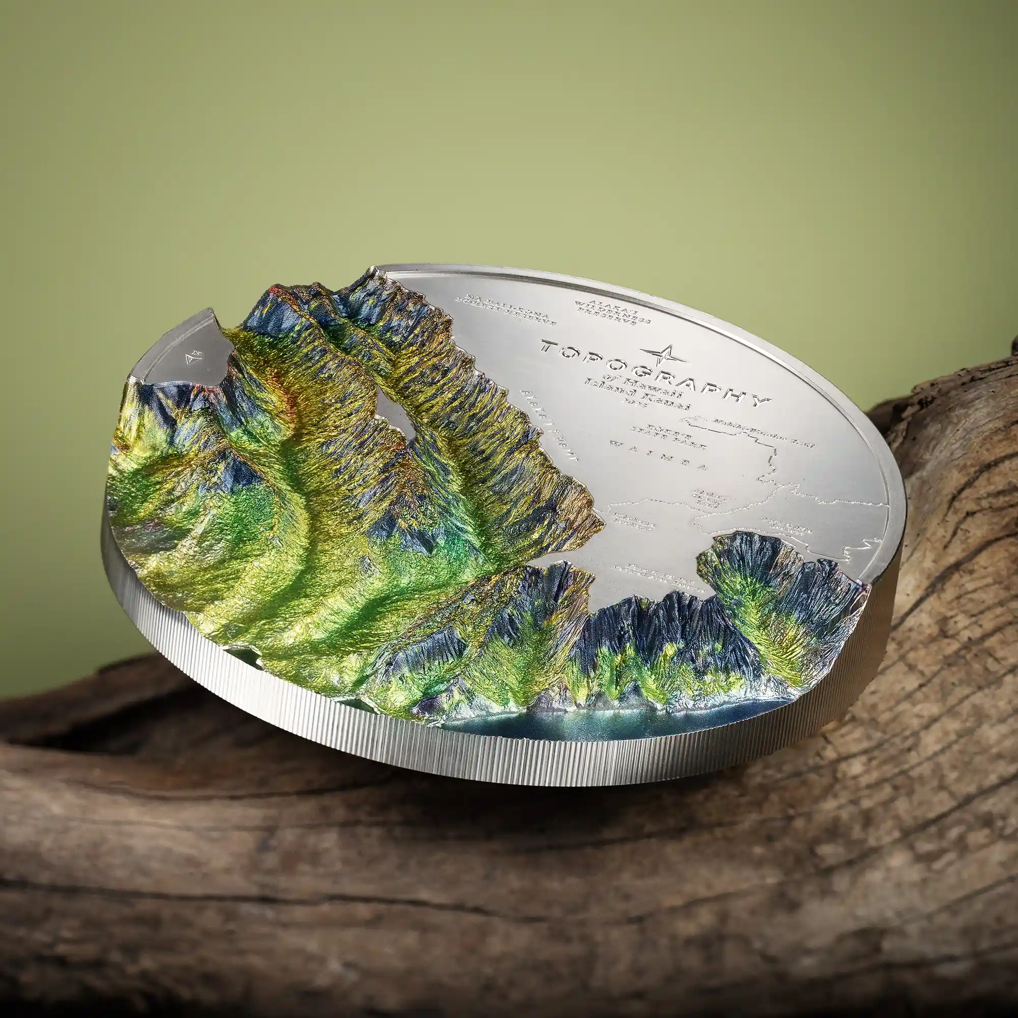 2025 Cook Islands Topography - Hawaii 1 Kilo Silver Coin Ultra High Relief