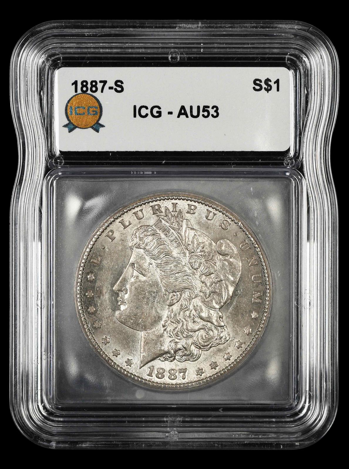 1887 S $1 ICG AU53