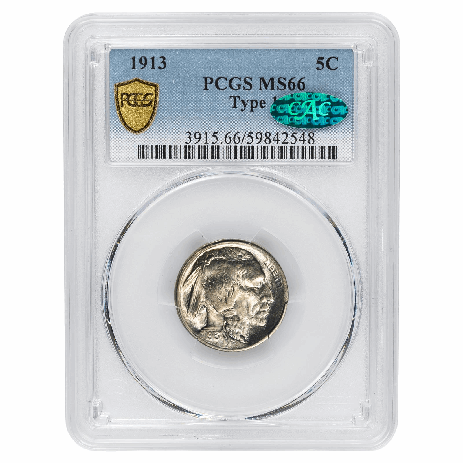 1913 Type 1 Buffalo Nickel 5C PCGS MS 66 CAC