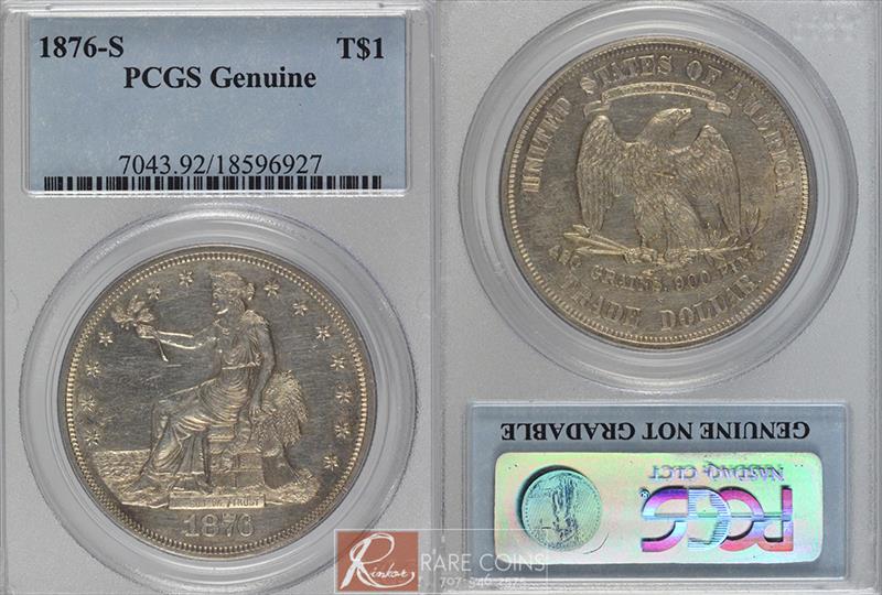 1876-S Obv 1 Rev 1 $1 PCGS Genuine