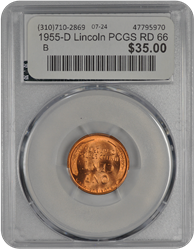 1955-D Lincoln PCGS RD 66