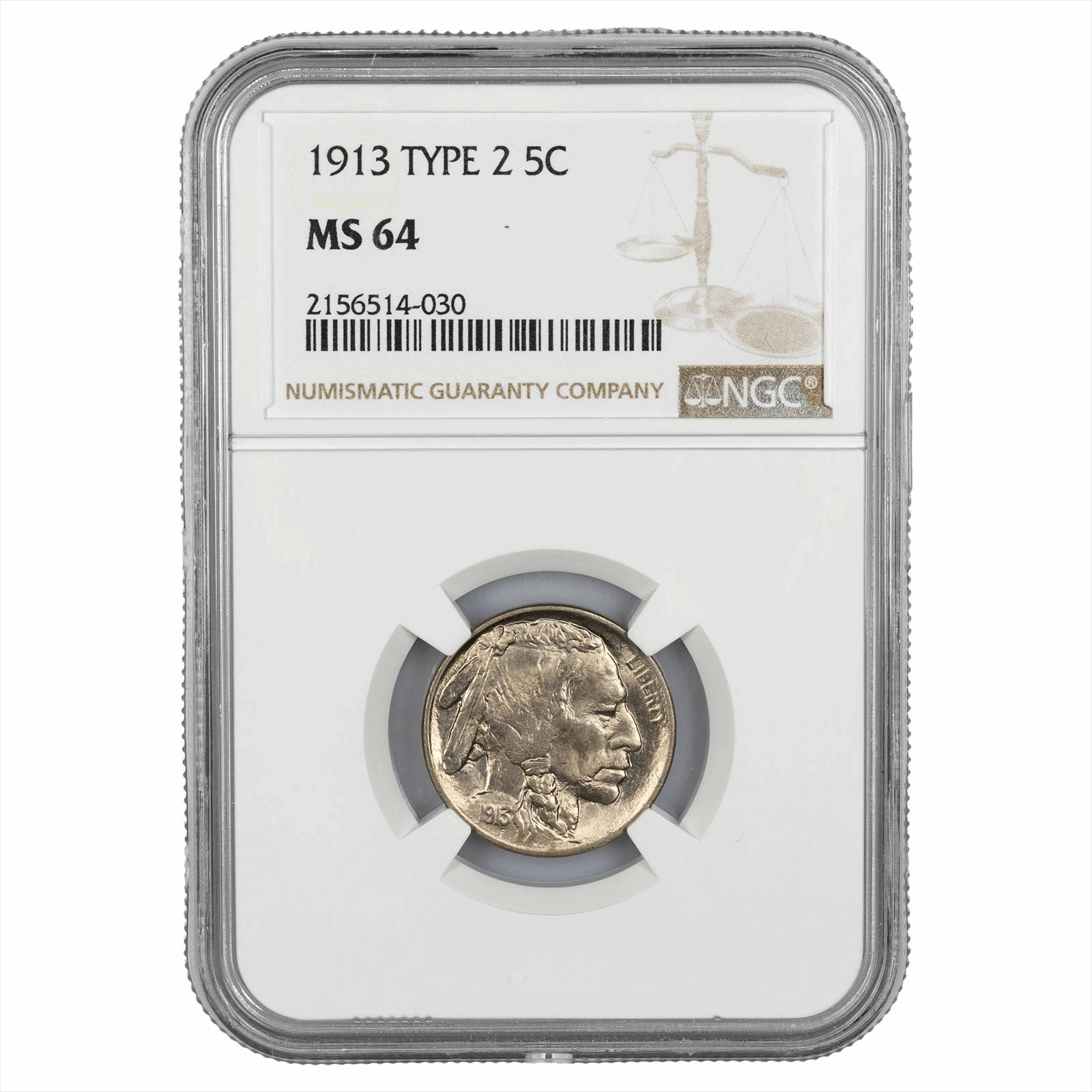 1913 Type 2 Buffalo Nickel 5C NGC MS 64