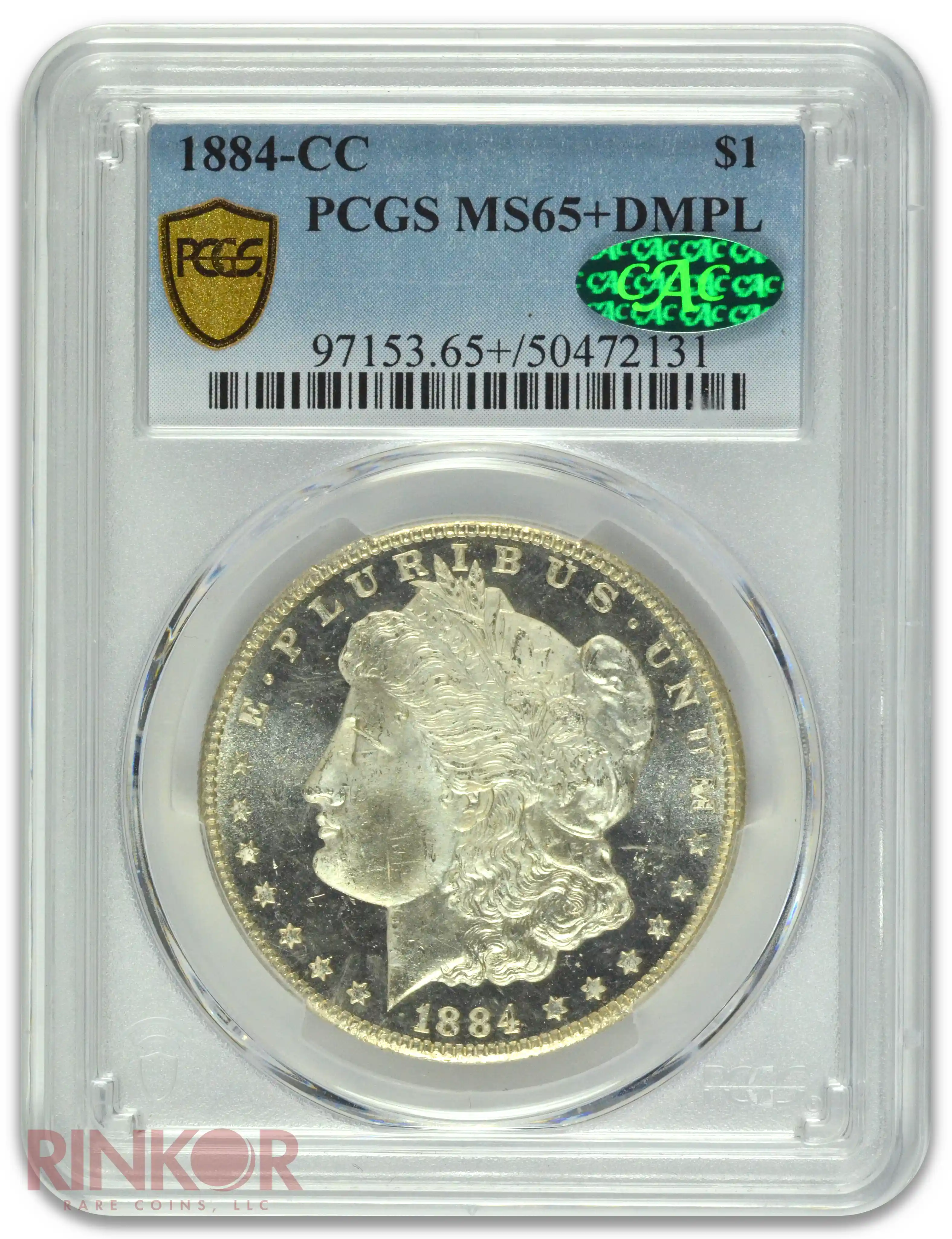 1884-CC $1 PCGS MS 65+ DMPL CAC