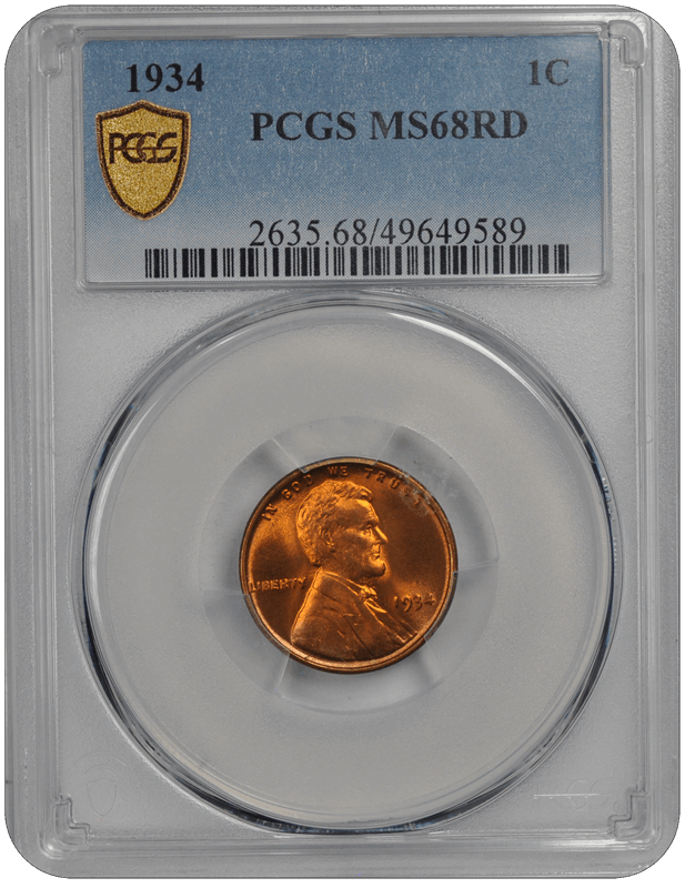 1934 Lincoln PCGS RD 68