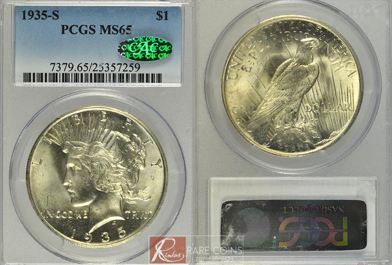 1935-S $1 PCGS MS 65 CAC