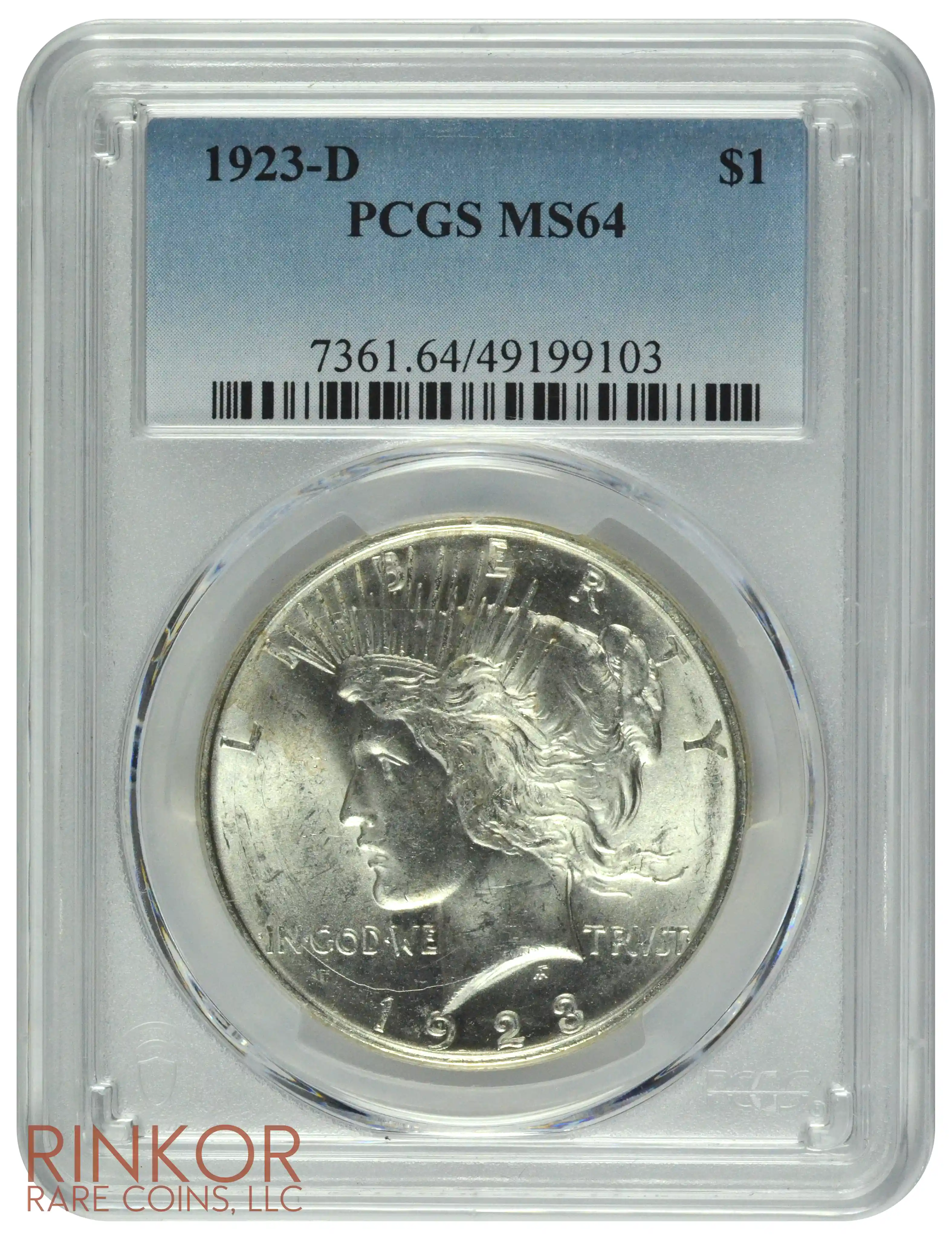 1923-D $1 PCGS MS 64