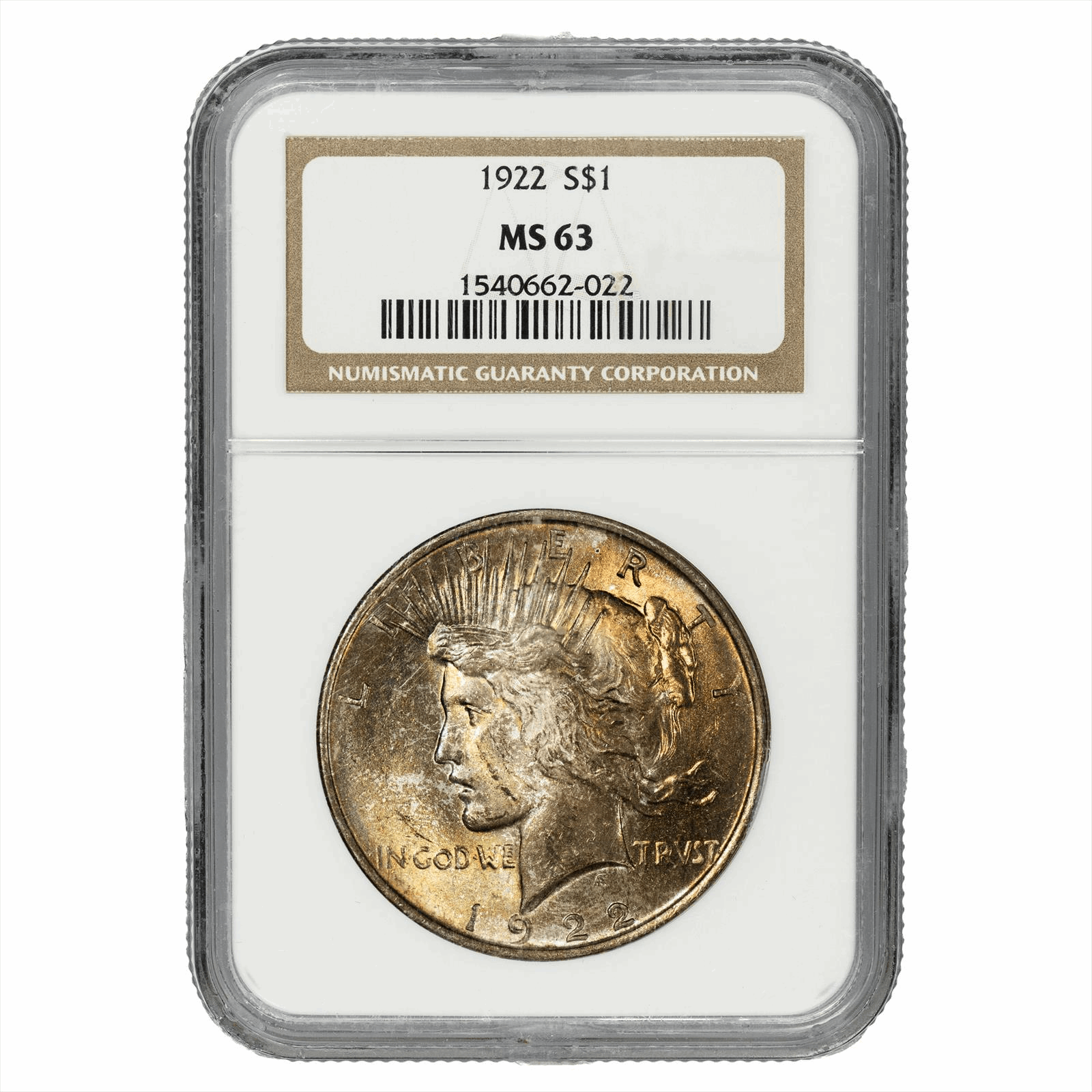 1922 Silver Peace Dollar $1 NGC MS 63