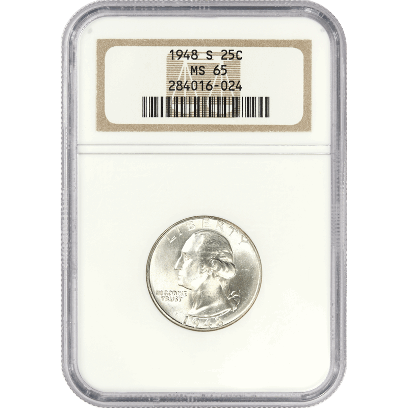 1948-S Washington Quarter 25c, NGC MS 65 - Nice Original Coin
