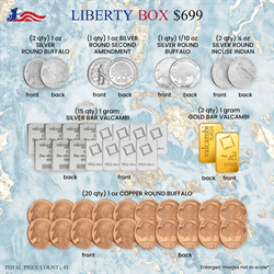 Liberty Box - Freedom-Themed Silver Plus Gold Bars 