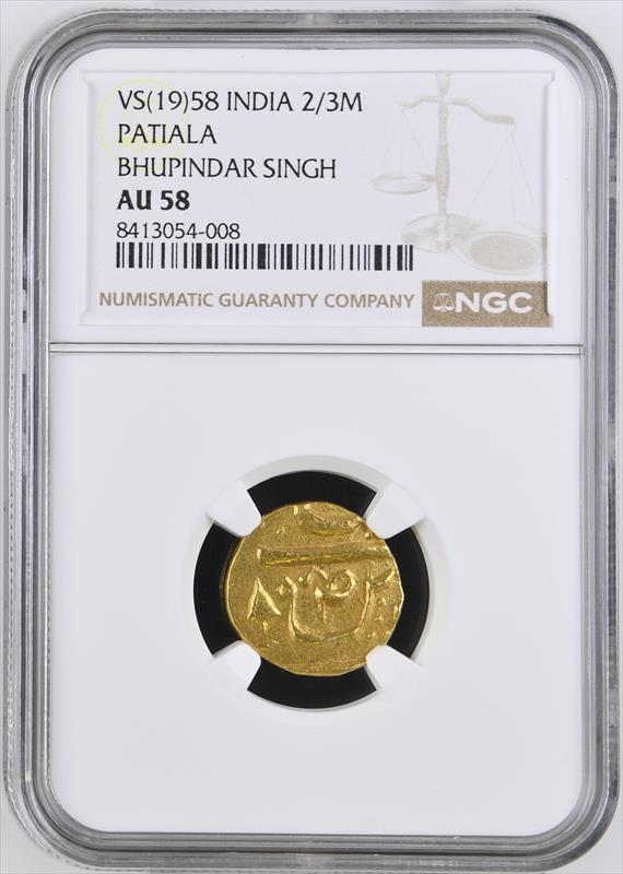 India VS(19)58 2/3M ,  Patiala, Bhupindar Singh NGC AU58 